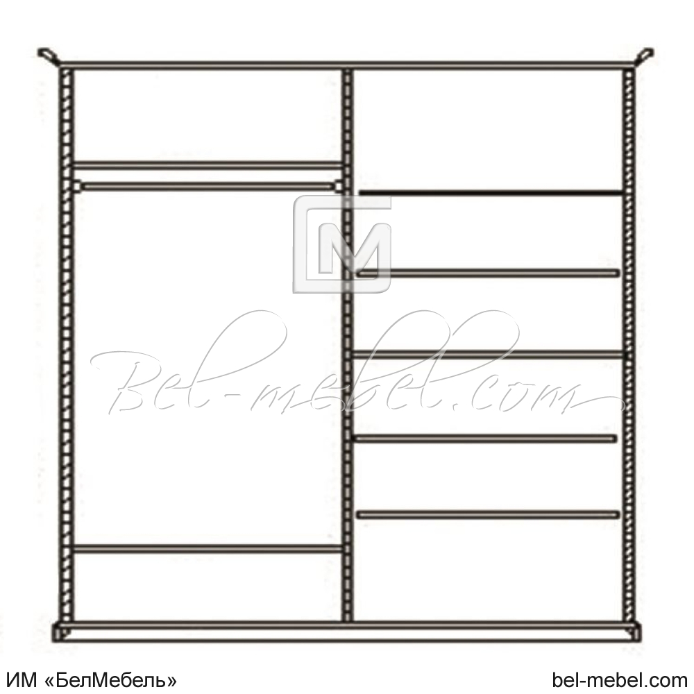 Шкаф-купе 1 для одежды "Соната" 2-х дв. ММ-283-01/02Р-1