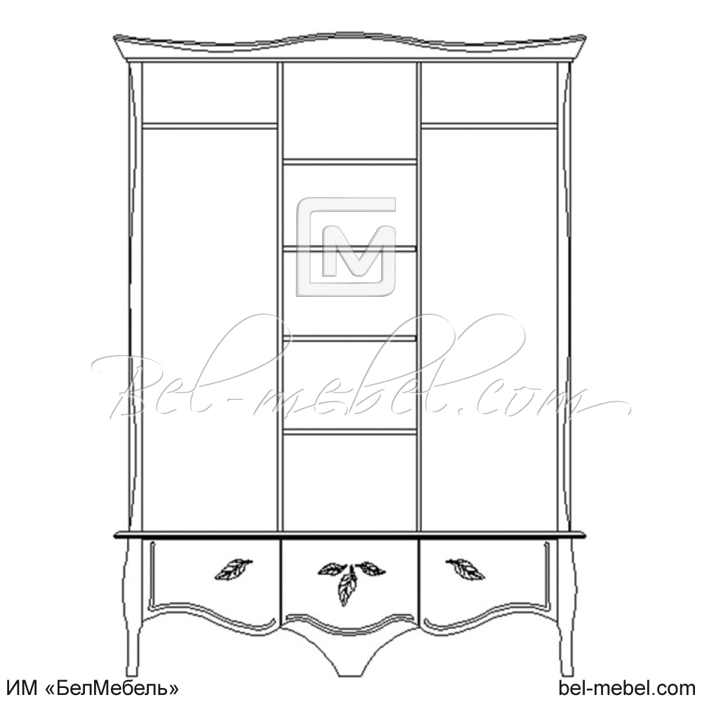 Шкаф для одежды "Трио" 3-х дв. с зеркалом ММ-277-01/03