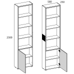Шкаф открытый 1D4N SIMPLE варианты сборки