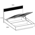 Кровать 160 с подъемником SIMPLE чертёж ящик для белья